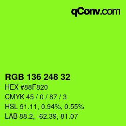 Color code: RGB 136 248 32 | qconv.com