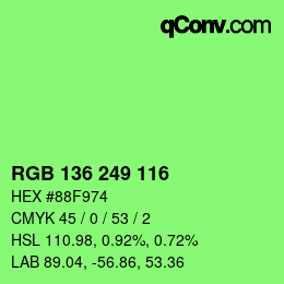Color code: RGB 136 249 116 | qconv.com