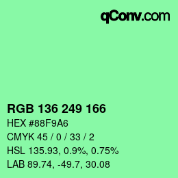 Color code: RGB 136 249 166 | qconv.com