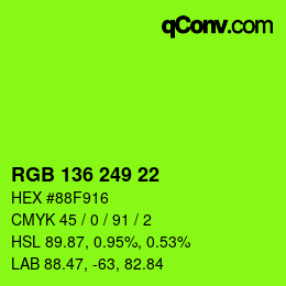 Color code: RGB 136 249 22 | qconv.com