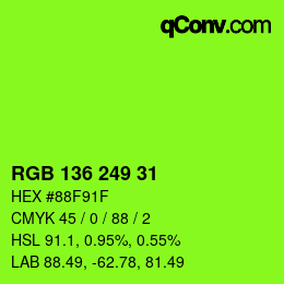 Color code: RGB 136 249 31 | qconv.com