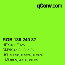 Color code: RGB 136 249 37 | qconv.com