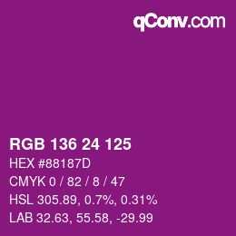 Color code: RGB 136 24 125 | qconv.com
