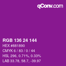 Color code: RGB 136 24 144 | qconv.com