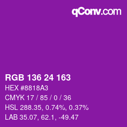 Color code: RGB 136 24 163 | qconv.com