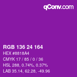 Color code: RGB 136 24 164 | qconv.com