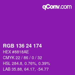 カラーコード: RGB 136 24 174 | qconv.com
