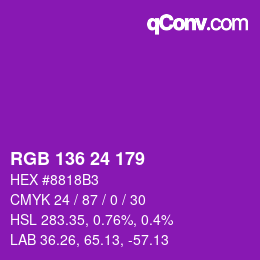 Color code: RGB 136 24 179 | qconv.com