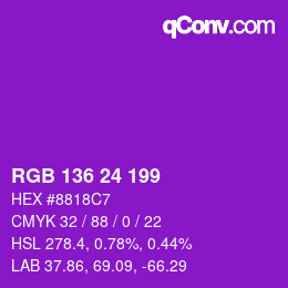 Farbcode: RGB 136 24 199 | qconv.com