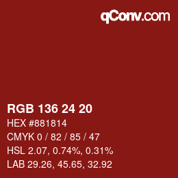 Color code: RGB 136 24 20 | qconv.com