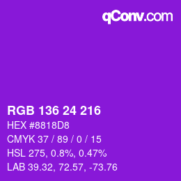 Color code: RGB 136 24 216 | qconv.com
