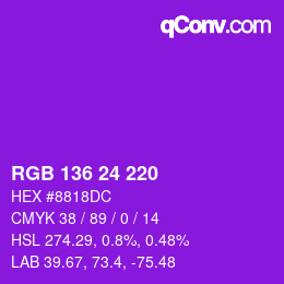Farbcode: RGB 136 24 220 | qconv.com