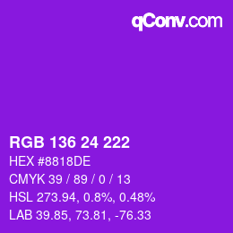 Color code: RGB 136 24 222 | qconv.com