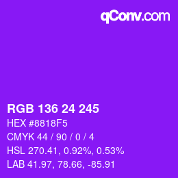 Color code: RGB 136 24 245 | qconv.com