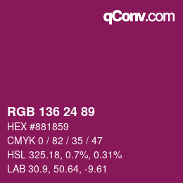 Color code: RGB 136 24 89 | qconv.com