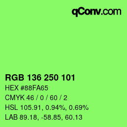 Color code: RGB 136 250 101 | qconv.com