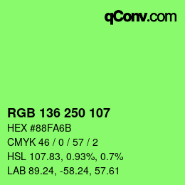 Color code: RGB 136 250 107 | qconv.com
