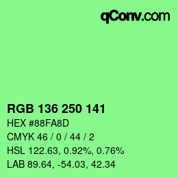 Color code: RGB 136 250 141 | qconv.com