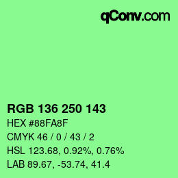 Color code: RGB 136 250 143 | qconv.com
