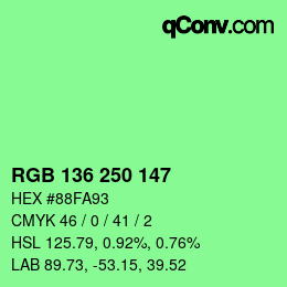 Color code: RGB 136 250 147 | qconv.com