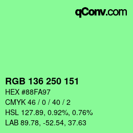 Color code: RGB 136 250 151 | qconv.com
