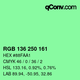 Color code: RGB 136 250 161 | qconv.com