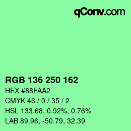 Farbcode: RGB 136 250 162 | qconv.com