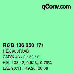Color code: RGB 136 250 171 | qconv.com