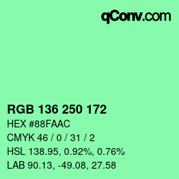 Color code: RGB 136 250 172 | qconv.com