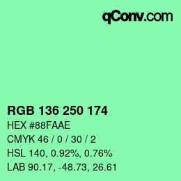 Color code: RGB 136 250 174 | qconv.com