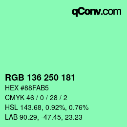 Color code: RGB 136 250 181 | qconv.com