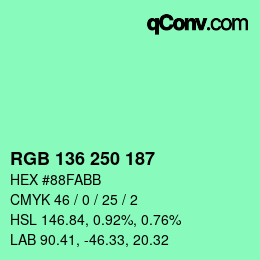 Color code: RGB 136 250 187 | qconv.com