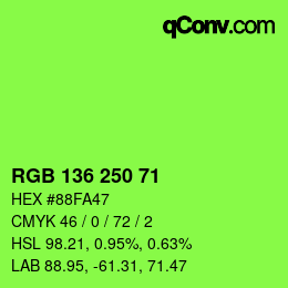 Color code: RGB 136 250 71 | qconv.com
