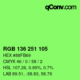 Color code: RGB 136 251 105 | qconv.com