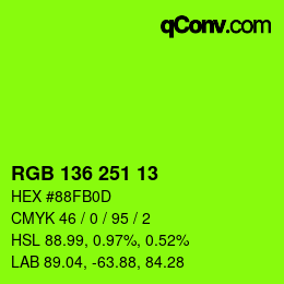 Color code: RGB 136 251 13 | qconv.com