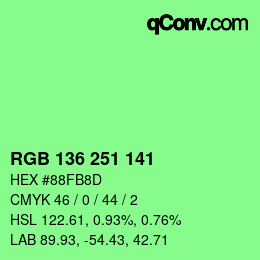 Color code: RGB 136 251 141 | qconv.com
