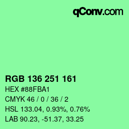 Color code: RGB 136 251 161 | qconv.com