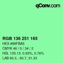 Color code: RGB 136 251 165 | qconv.com