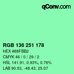 Color code: RGB 136 251 178 | qconv.com