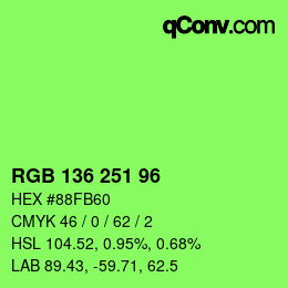 Color code: RGB 136 251 96 | qconv.com
