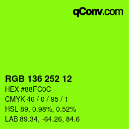 Color code: RGB 136 252 12 | qconv.com