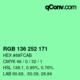 Color code: RGB 136 252 171 | qconv.com