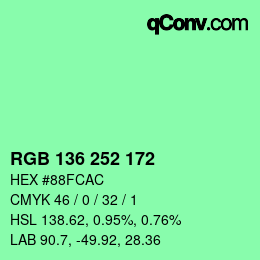 Color code: RGB 136 252 172 | qconv.com