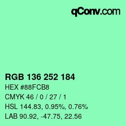 Color code: RGB 136 252 184 | qconv.com