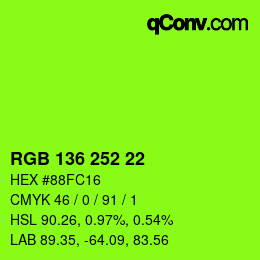 Color code: RGB 136 252 22 | qconv.com