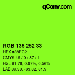 Color code: RGB 136 252 33 | qconv.com