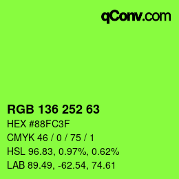 Color code: RGB 136 252 63 | qconv.com