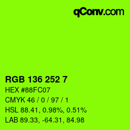 Color code: RGB 136 252 7 | qconv.com