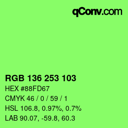 Farbcode: RGB 136 253 103 | qconv.com