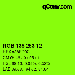 Color code: RGB 136 253 12 | qconv.com